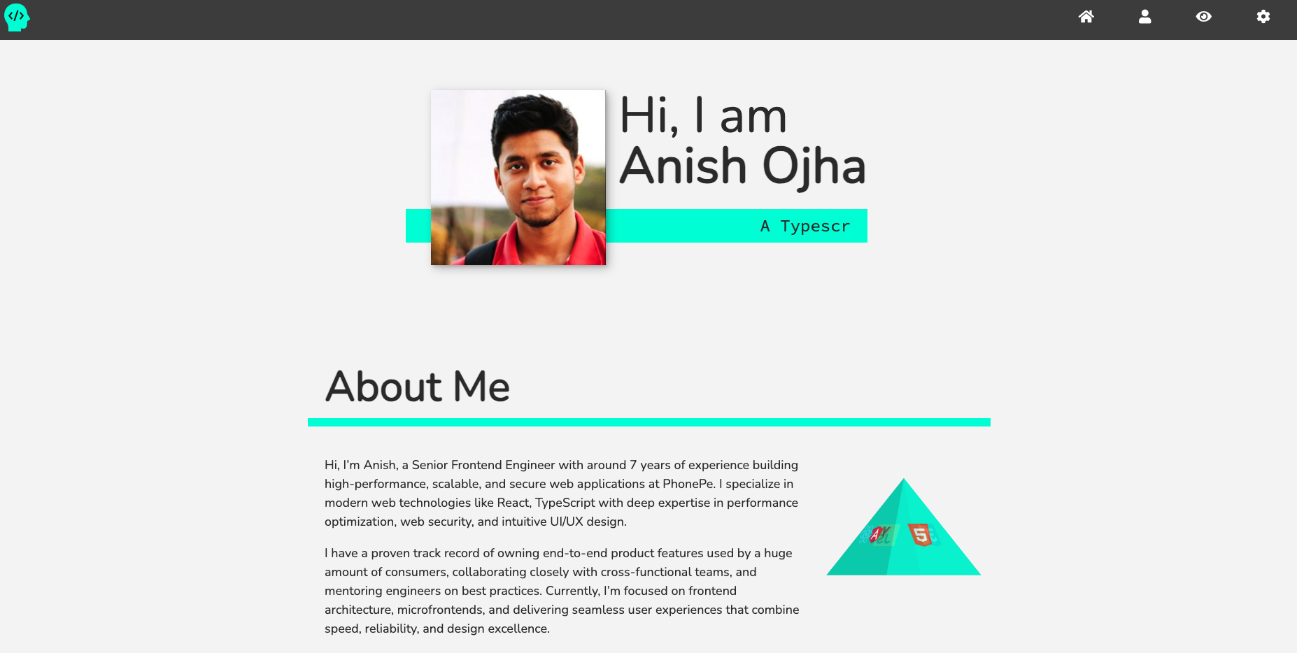 Screenshot of Old Portfolio Website